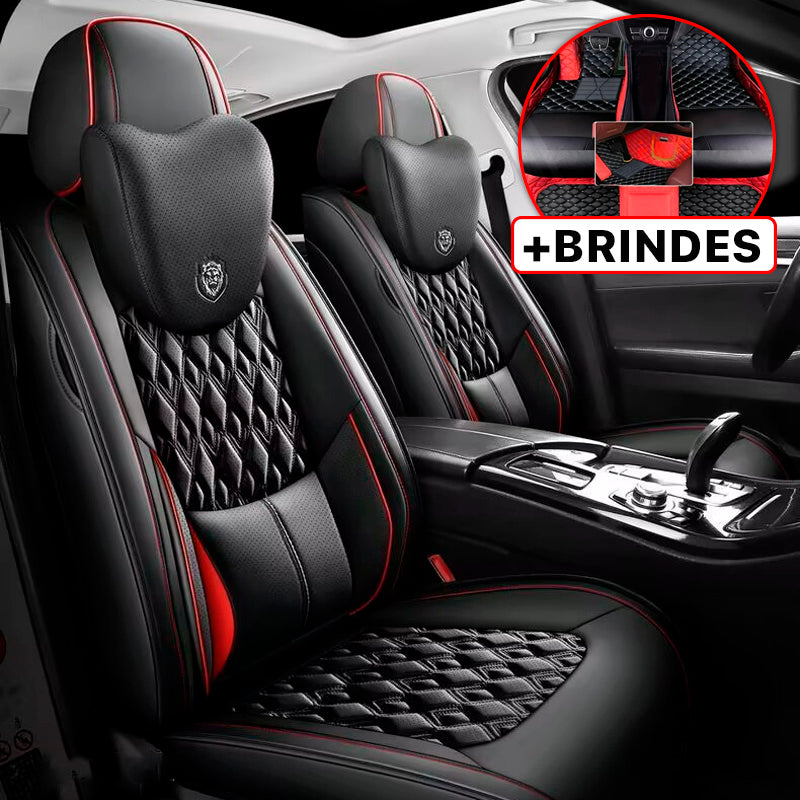 Capa Universal Veron Completa para Carro em Couro Legítimo +3 BRINDES: Tapetes Automotivos