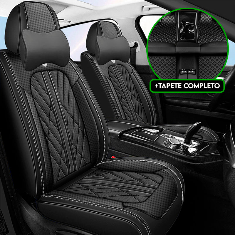 Capa Universal Major Completa Para Carro em Couro Legítimo + 3 BRINDES: Tapetes Automotivos