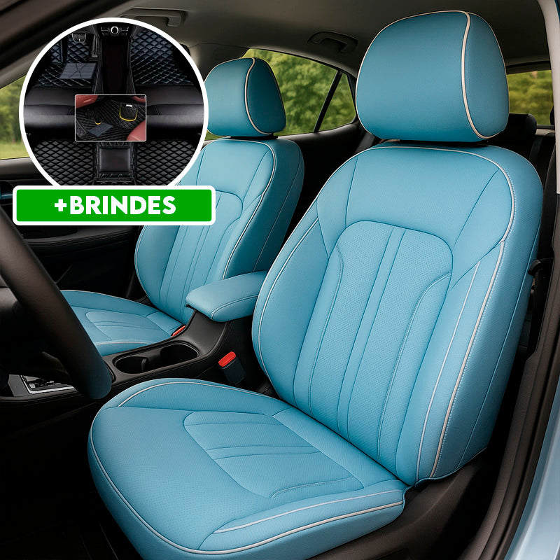 Capa Universal Diamond Completa para Carro em Couro Legítimo +3BRINDES: Tapetes Automotivos