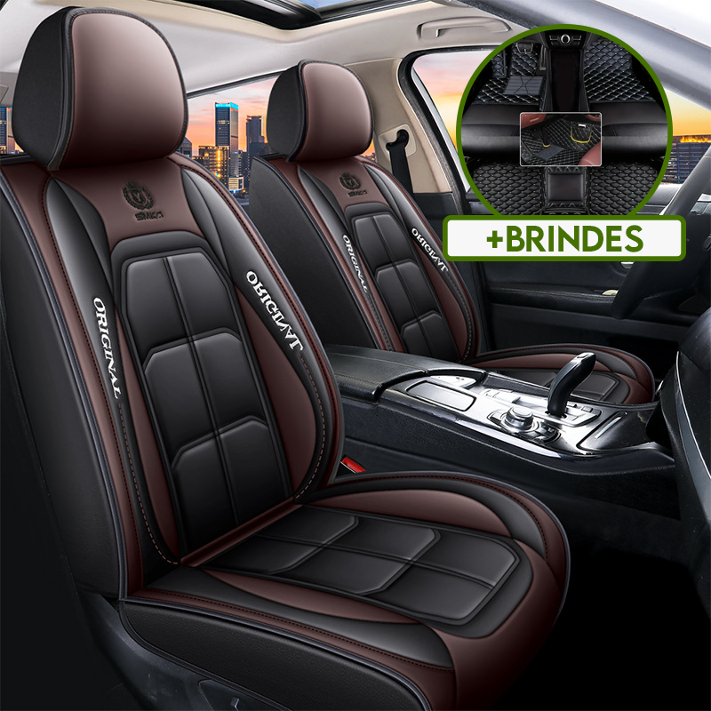 Capa Universal Thunder Completa Para Carro em Couro Legítimo + 3 BRINDES: Tapetes Automotivos