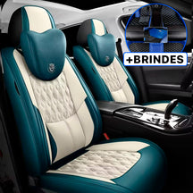 Capa Universal Veron Completa para Carro em Couro Legítimo +3 BRINDES: Tapetes Automotivos