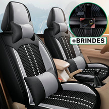 Capa Universal Evotek Completa para Carro em Couro Legítimo com AirBag +3 BRINDES: Tapetes Automotivos