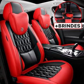 Capa Universal Veron Completa para Carro em Couro Legítimo +3 BRINDES: Tapetes Automotivos