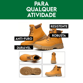 Bota Masculina Ortopédica com Solado Tratorado Cano Alto +BRINDE: 5 Pares de Meia 100% Algodão