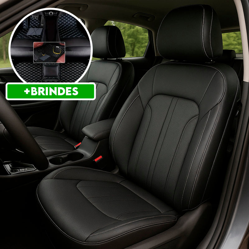 Capa Universal Diamond Completa para Carro em Couro Legítimo +3BRINDES: Tapetes Automotivos