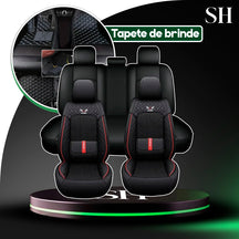 Capa para Banco de Carro Completa em Couro Legítimo Universal TopCar +BRINDE: Tapete Completo