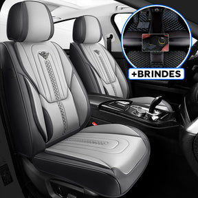 Capa Universal Completa Para Carro Izurus em Couro Legítimo +BRINDES: 3 Tapetes Para Carro