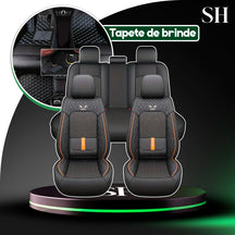 Capa para Banco de Carro Completa em Couro Legítimo Universal TopCar +BRINDE: Tapete Completo