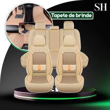 Capa para Banco de Carro Completa em Couro Legítimo Universal TopCar +BRINDE: Tapete Completo